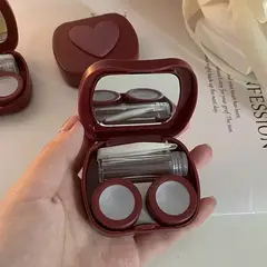 GENERICO - Estuche para Lentes de Contacto con Espejo y Accesorios Diseño Corazón Portátil