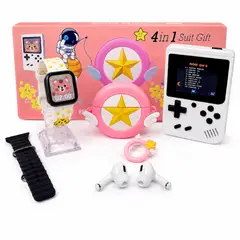 SHUNGA - Combo Infantil KR-718 Mini 4 en 1 (Watch + SUP + TWS + Case) Rosado