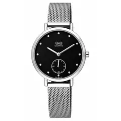 Q AND Q - Reloj QyQ Para Mujer Elegante Moderna QB85J010Y En Acero Negro
