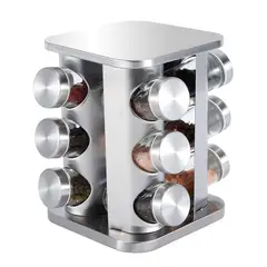 CLEAR - Organizadores X12 Especias Condimentero Especiero Giratorio Acero Libre de BPA
