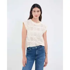 PATPRIMO - Blusa Para Mujer Manga Corta Color Crema #30123584