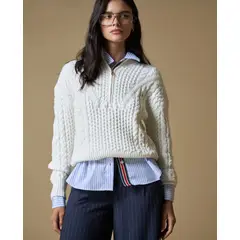 ESPRIT - Suéter para mujer cuello alto con cierre frontal y diseño atemporal