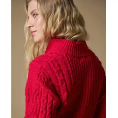 ESPRIT - Suéter para mujer cuello alto con cierre frontal y diseño atemporal