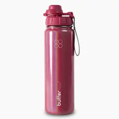 BUFFER FLASK - Termo Botella Agua Termica 700 Ml Buffer Acero Inoxidable + 4 Tapas - Fucsia