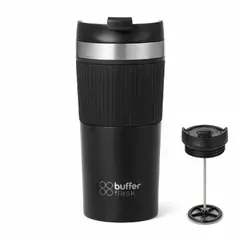 BUFFER FLASK - Termo Prensa Francesa Buffer Acero Inoxidable Portatil - Negro