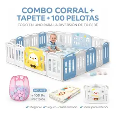 BEBESUNITA - Corral Centro de Juego Modulable Y Plegable + Tapete + 100 Pelotas REF BC-7060