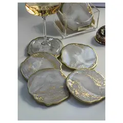 DAMMAR - Portavasos x 6 en resina Frosten dorado
