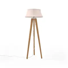 VENECIA - Lampara de Piso Reims 55x55x155cm Tela Champagne Caoba
