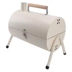 DISTRIBUCIONES GUZ - Asador Portátil Tipo Barril A Carbón Con Agarre De Madera