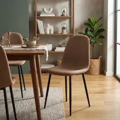 RTA DESIGN - Set de 4 Sillas de Comedor Margarita, Café, con Espaldar y Diseño Moderno