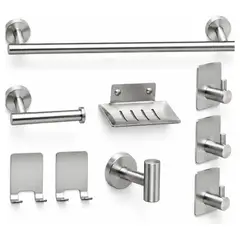 GENERICO - Accesorios Para Baño Acero Inoxidable Set De 9 PIEZAS