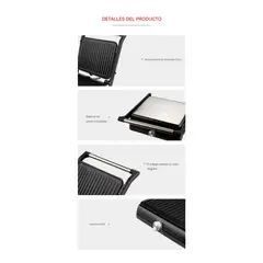 NOBELSOUND - Parrilla Panini Eléctrica Extragrande Antiadherente 3 En 1