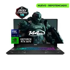 MSI - Portatil Gamer Cyborg 15 Intel Core 7 240H 32/1 TB SSD RTX 5070 8 GB Negro 15,6 Fhd