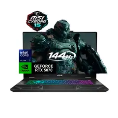 MSI - Portatil Gamer Cyborg 15 Intel Core 7 240H 32/1 TB SSD RTX 5070 8 GB Negro 15,6 Fhd