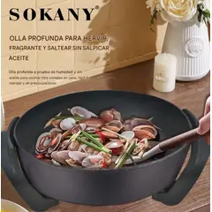 SOKANY - Olla Eléctrica Portátil Vaporera Y Sartén 1500w