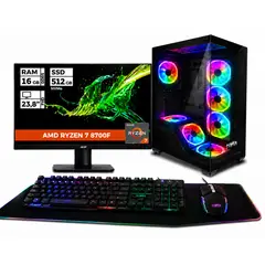 POWER GROUP - PC GAMER RYZEN 7-8700F 16GB RAM 512GB SSD RTX 5060 MONITOR 24'' FHD PERIFERICOS GAMER