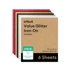CRICUT - Pack x6 Vinilo Textil Glitter 25,4x30,5 cm Colores