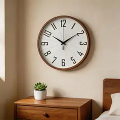 POLASUP - Reloj de Pared Moderno Decorativo Diseño Minimalista con Marco Acabado Tipo Madera