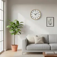 POLASUP - Reloj de Pared Moderno Decorativo Diseño Minimalista con Marco Acabado Tipo Madera