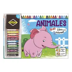 LEXUS - Libro Infantil Animales para Colorear con 12 Crayones