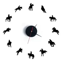 DECOR - Reloj de pared tamaño pequeño 50cm x 50cm caballos
