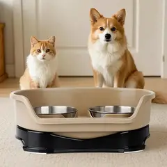 MILOPTS - Comedero Doble Antiderrame Para Perros Y Gatos Acero Inoxidable