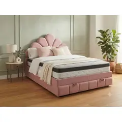 PLUMA HOME - Cama Baul Dusty Rose + Colchón Ortopedico Relax  120 x 190cm