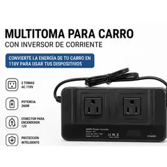 GENERICO - MULTITOMA PARA CARRO CON INVERSOR DE CORRIENTE 12V A 110V
