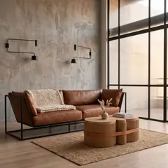 22 GRADOS DECORACION - Sofá Brux 195cm x 90cm Cuero natural y metal