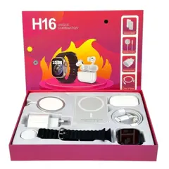 ELITE - Combo Smartwatch H16 Con Audífonos Bluetooth y Cargador Magnético