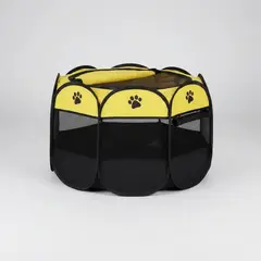 MASCOTIK - CORRAL PLEGABLE PARA MASCOTAS PERROS Y GATOS COLOR VERDE LIMON