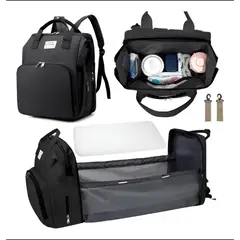 GENERICO - Pañalera morral tipo cuna con cambiador negro