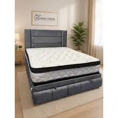 PLUMA HOME - Cama Baul Zen + Colchón Ortopedico 140 x 190 cm + 2 Alm + Protect