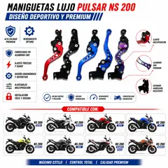 GENERICO - Maniguetas Deportivas Premium Para Moto Pulsar NS 200 Accesorio Lujo