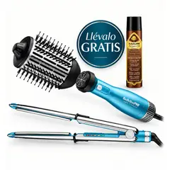 BABYLISS PRO - Combo BabylissPro Plancha Optima XL + Cepillo Hot Air Brush 2 en 1 + Serum Argan 3 OZ