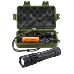 GENERICO - Linterna Táctica Led Alta Potencia Recargable Militar Con Zoom Potencia Con Estuche