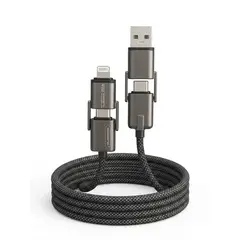 GENERICO - Cable Cargador 4 En 1 Usb C / Usb A / Entrada Lightning 100w