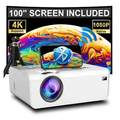 OEM - Mini proyector con pantalla y trípode, 1080P Wifi Bluetooth