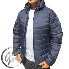 ABC - Chaqueta Hombre Acolchada Impermeable capota removible con cremallera