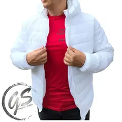 ABC - Chaqueta Hombre Acolchada Impermeable capota removible con cremallera