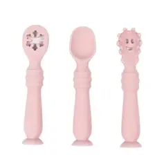 GENERICO - Set X 3 Cucharas Para Alimentación Complementaria En Silicona Para Bebé Rosa