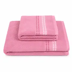 BALI - Juego de Toallas Cuerpo y Manos Algodón 400gr Doble Secado Rosa