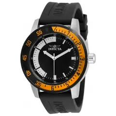INVICTA - Reloj de Cuarzo para Hombre, Banda Negra Bisel Negro y Naranja