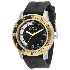 INVICTA - Reloj de Cuarzo para Hombre, Banda Negra Bisel Negro y Dorado