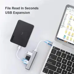 INNOVALL - Multipuerto Hub USB 4 en 1 Hub-63 – Estación de Expansión Portátil Color Plateado
