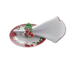 ARTESANAL - SERVILLETEROS NAVIDEÑOS X 6 UNIDADES MUÑECOS DE NIEVE