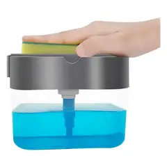 GENERICO - Dispensador de Jabón Líquido 2 en 1 con Portaesponja Integrado para Cocina