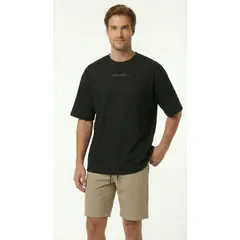 BELIFE - Camiseta manga corta negra oversize para hombre