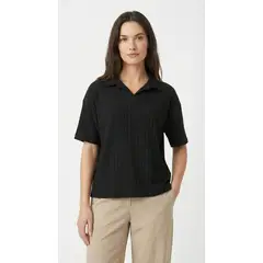 BELIFE - Polo negra manga corta para mujer