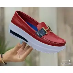 MOCASINIA - PRECIOSOS MOCASINES EN CUERO ROJOS EN CUERO GARANTIZADO